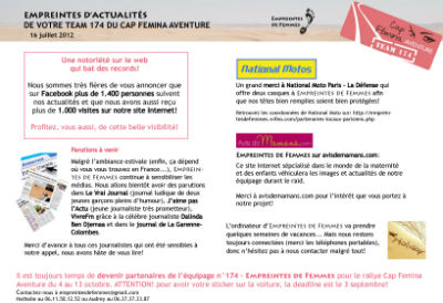 News Letter du 16.02.2012 Empreintes de Femmes CFA 2012