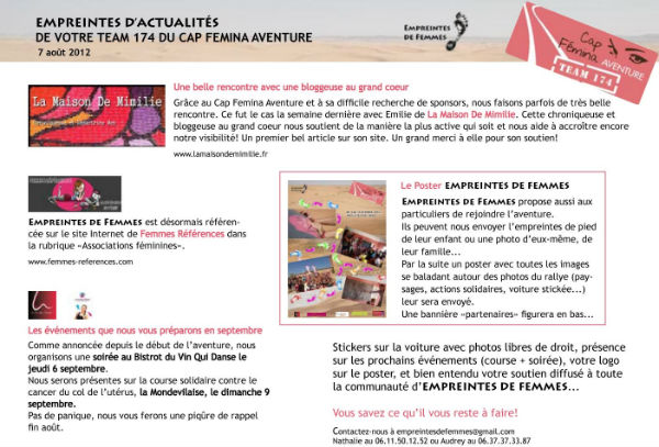 News Letter n4 du 07.08.2012 Empreintes de Femmes CFA 2012